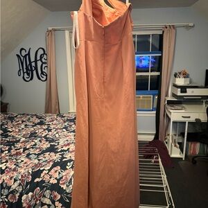 Azazie champagne rose bridesmaid dress. Small stains as seen